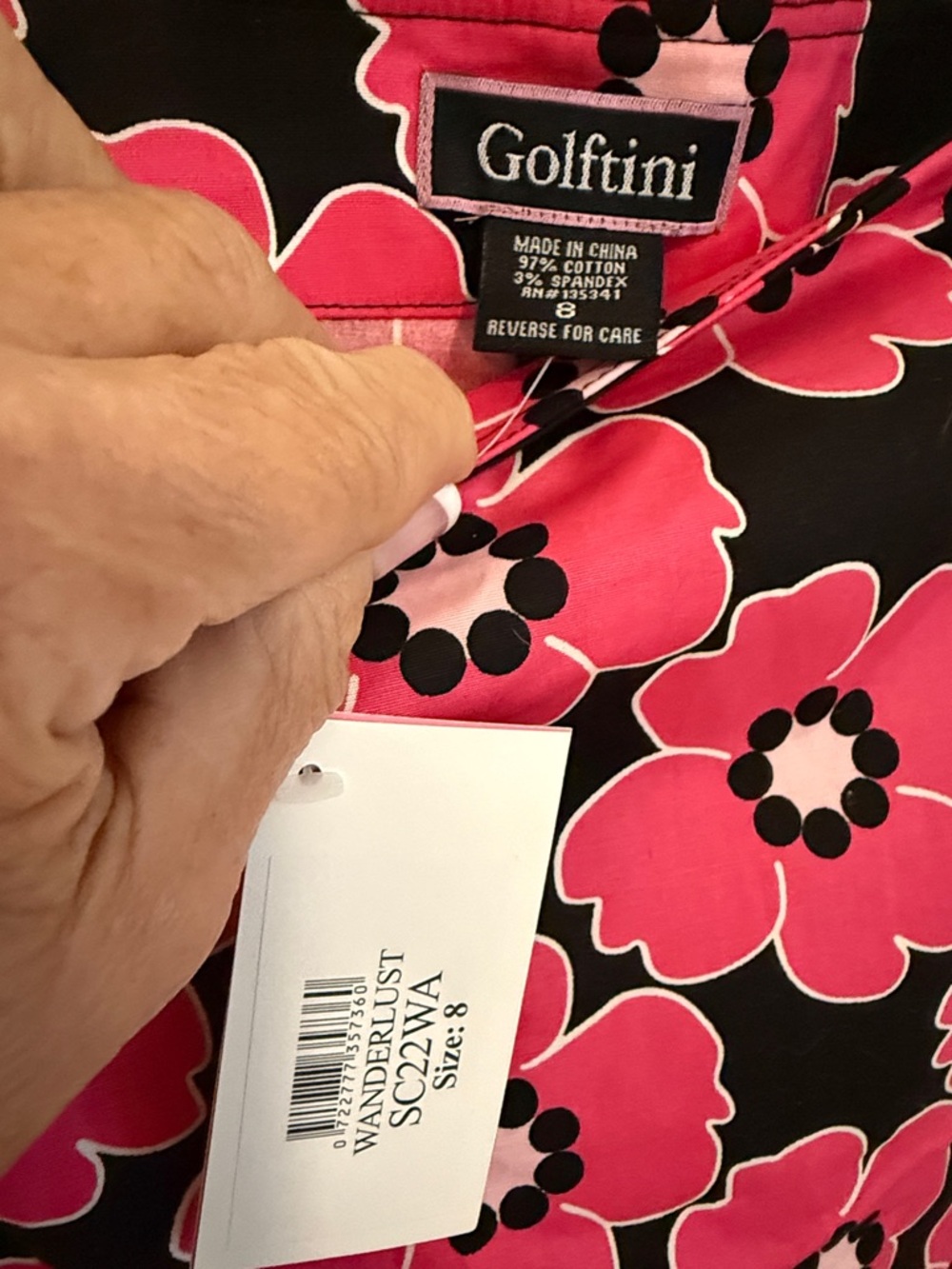 Golftini Black Mini Skirt with Bright Pink Floral Print - Picture 2 of 9